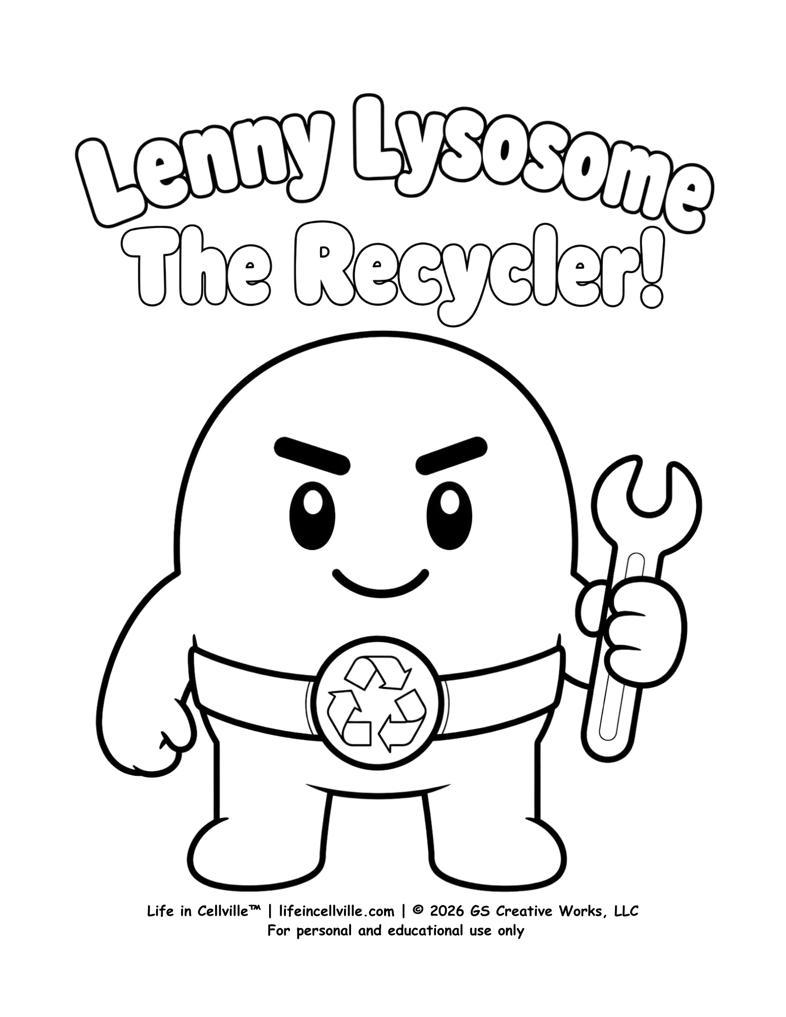 Lenny Lysosome: The Recycler! (Coloring Page)