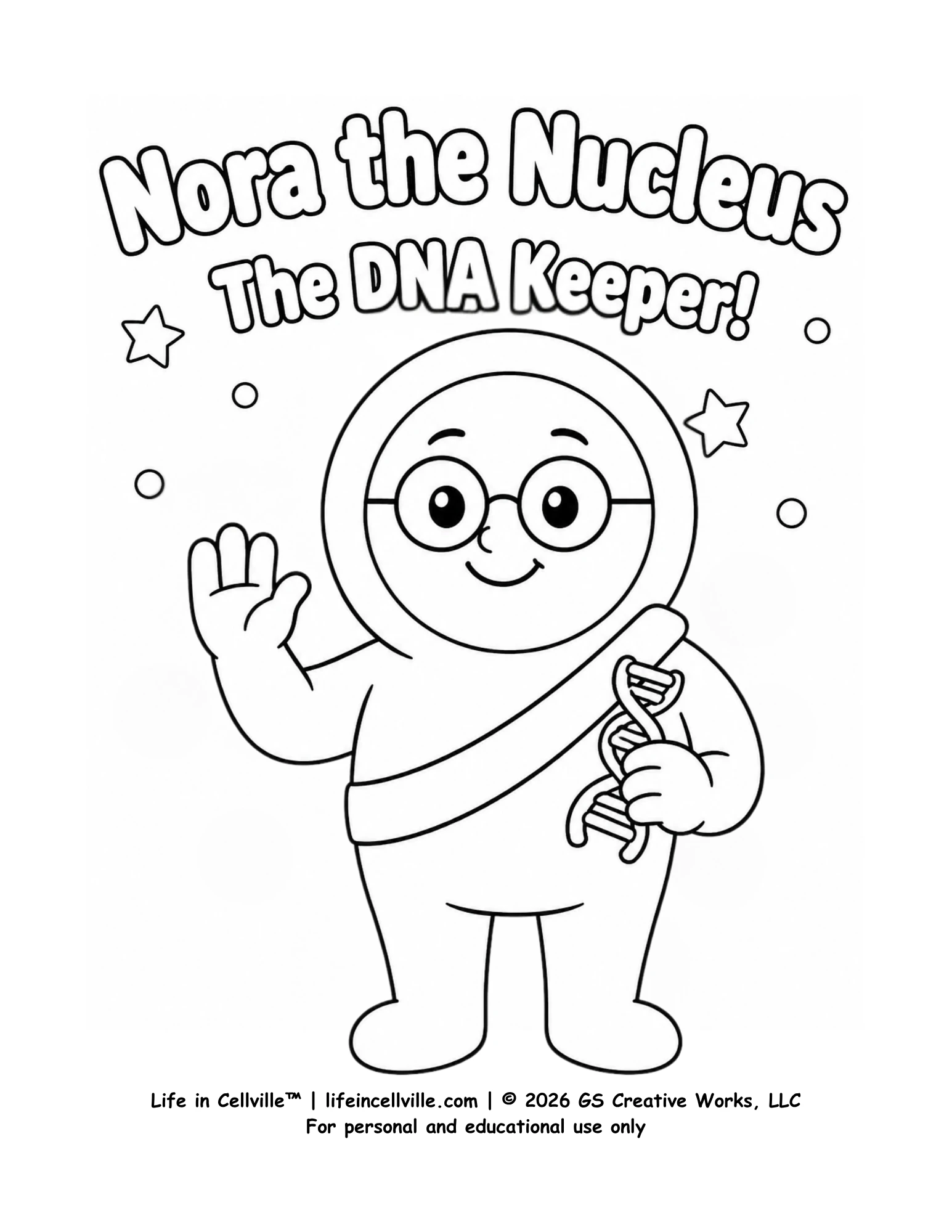 Nora Nucleus: The DNA Keeper! (Coloring Page)