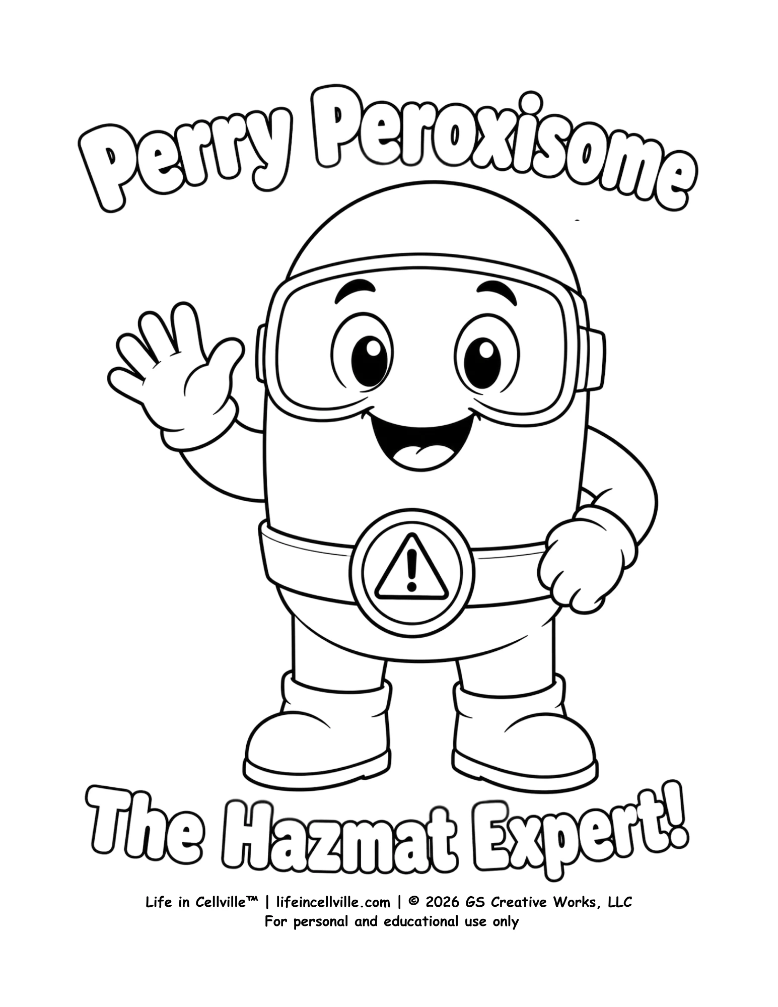 Perry Peroxisome: The Hazmat Expert! (Coloring Page)