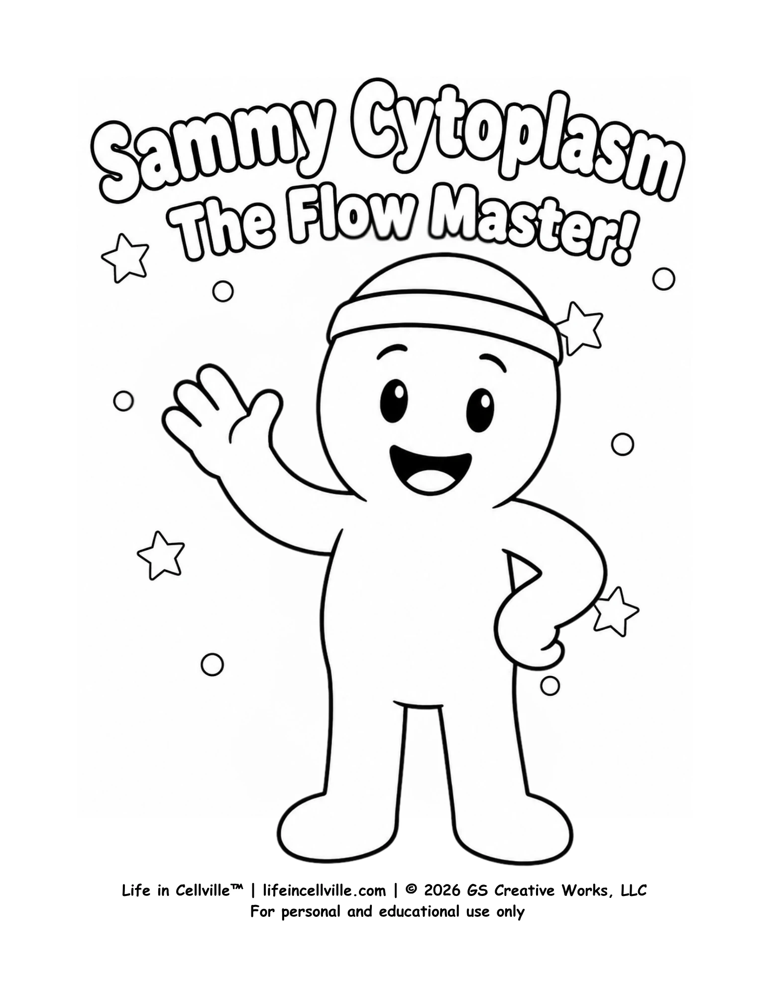 Sammy Cytoplasm: The Flow Master! (Coloring Page)