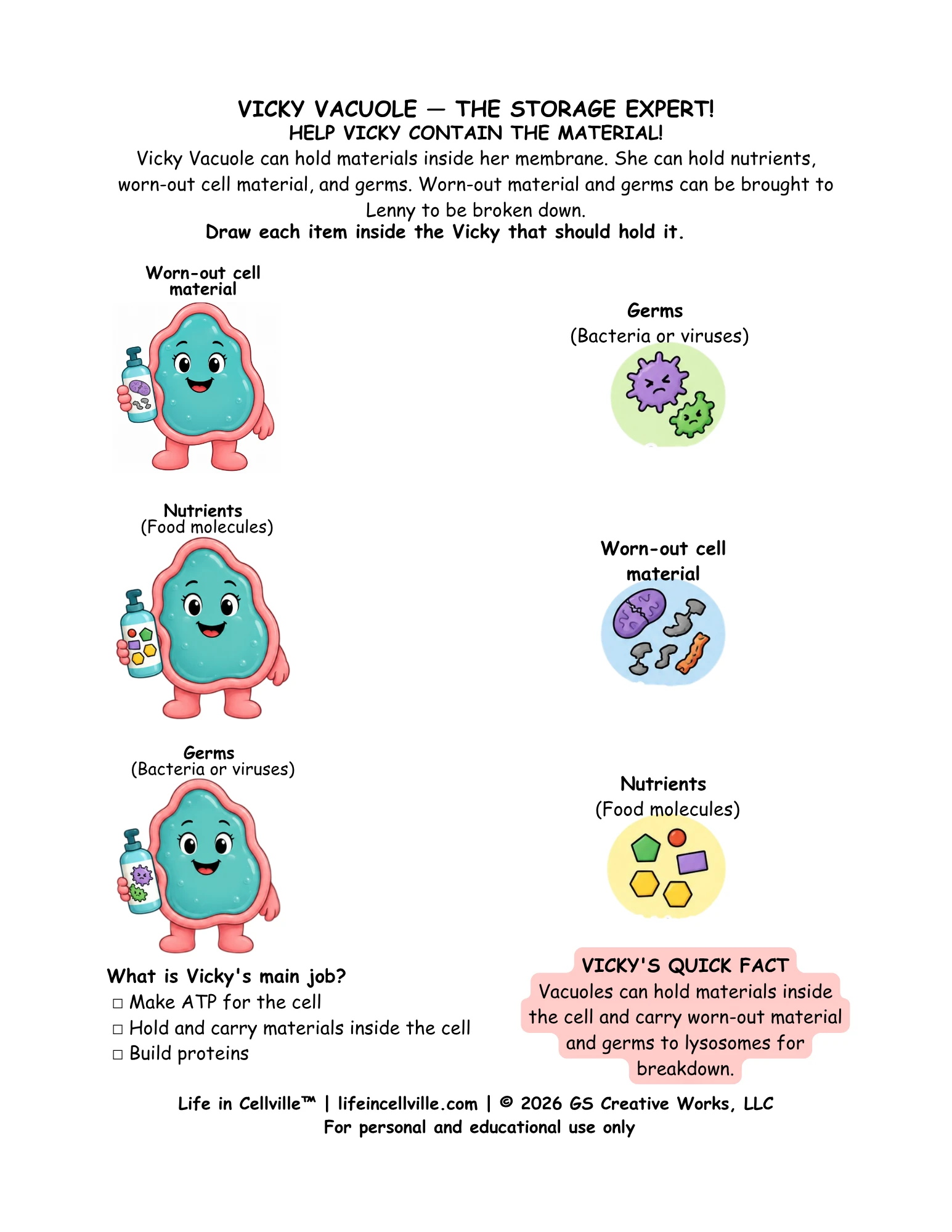 Vicky Vacuole: Activity Page
